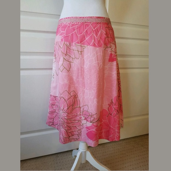 Anthropologie Odille Pink Floral A-line Skirt - Picture 4 of 7